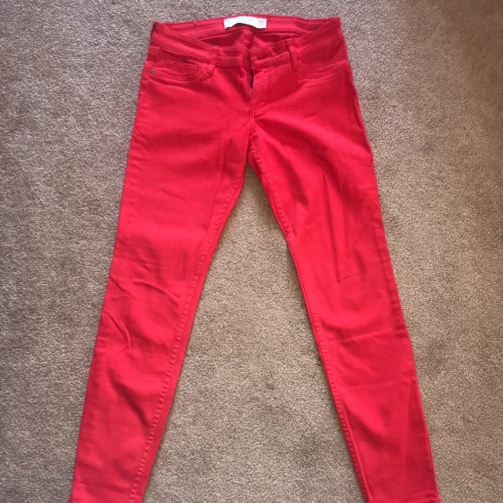 Bright Red Abercrombie Skinny Jeans Size 4 Regular